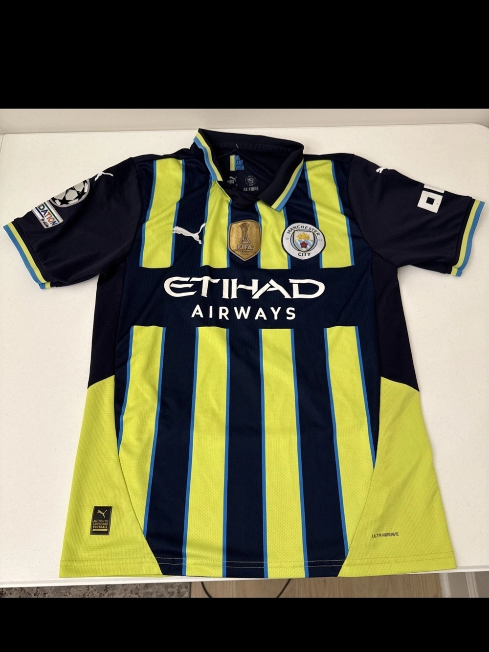 Puma x Manchester City Navy & Neon Yellow Soccer Jersey
